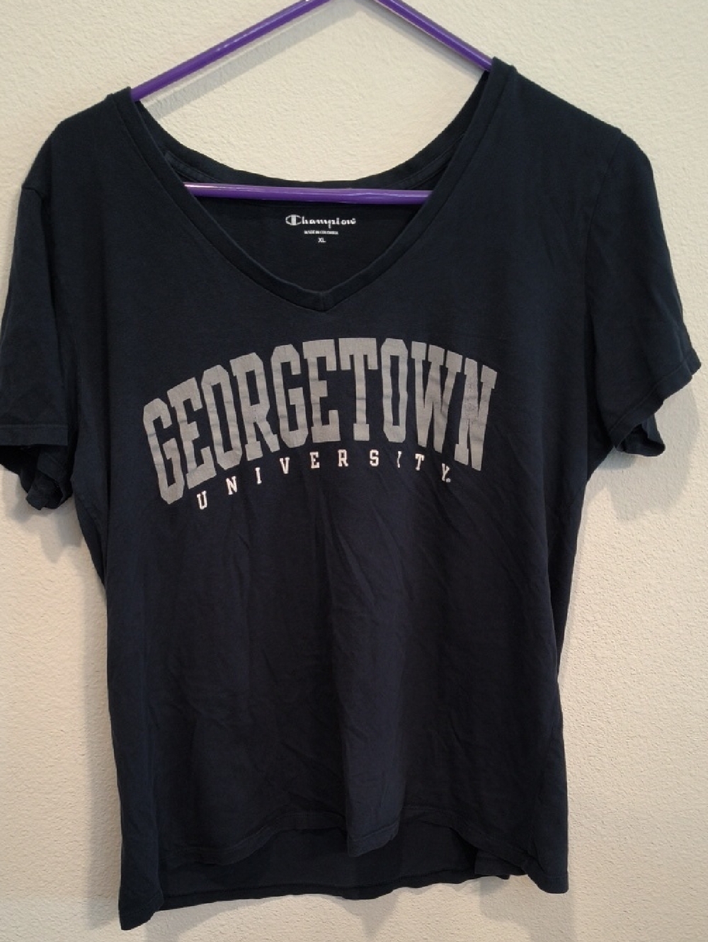 Champion Black Georgetown University Scoop Neck Tee Shirt XL
